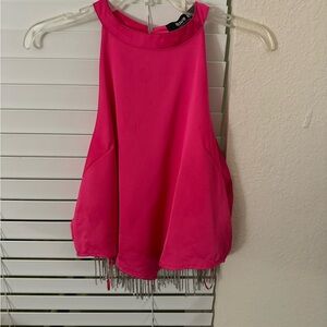 Cropped Pink shirt with Rhinestones